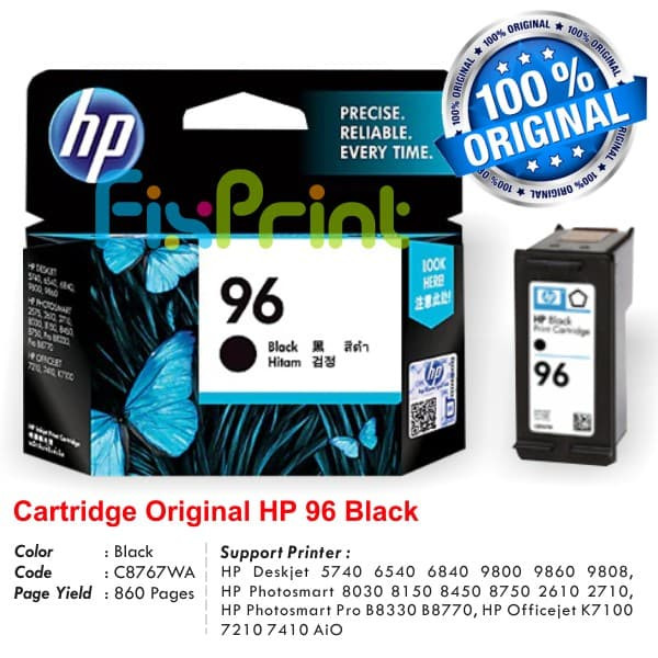 Cartridge Original HP 96 Black Printer Photosmart 325 335 375 385 425 FSB1698