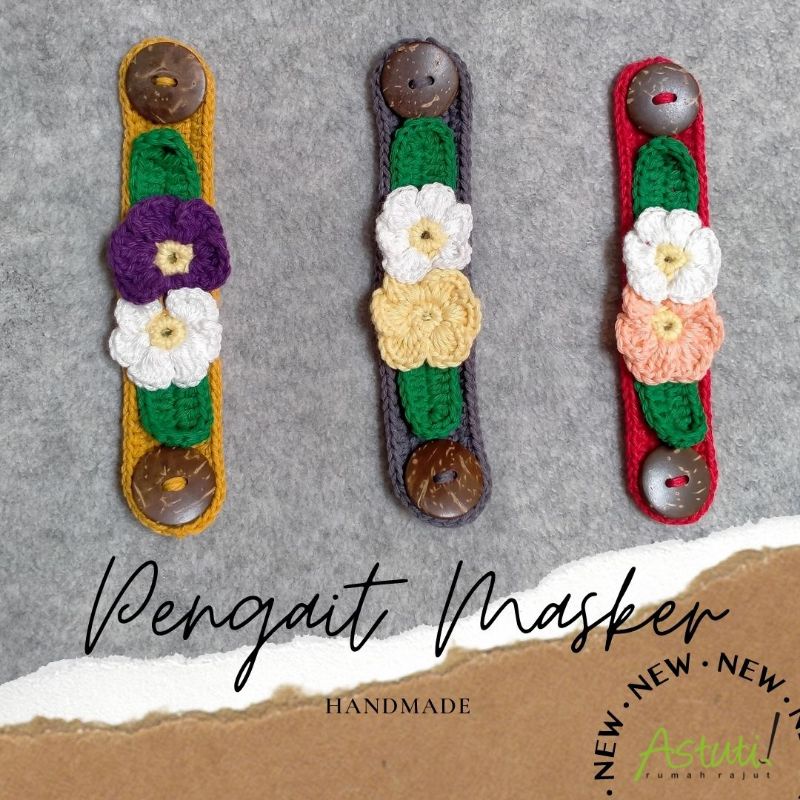 Pengait Masker Hijab Rajut / Tali Pengait Masker Rajut / Connector Masker Hijab Murah Bagus