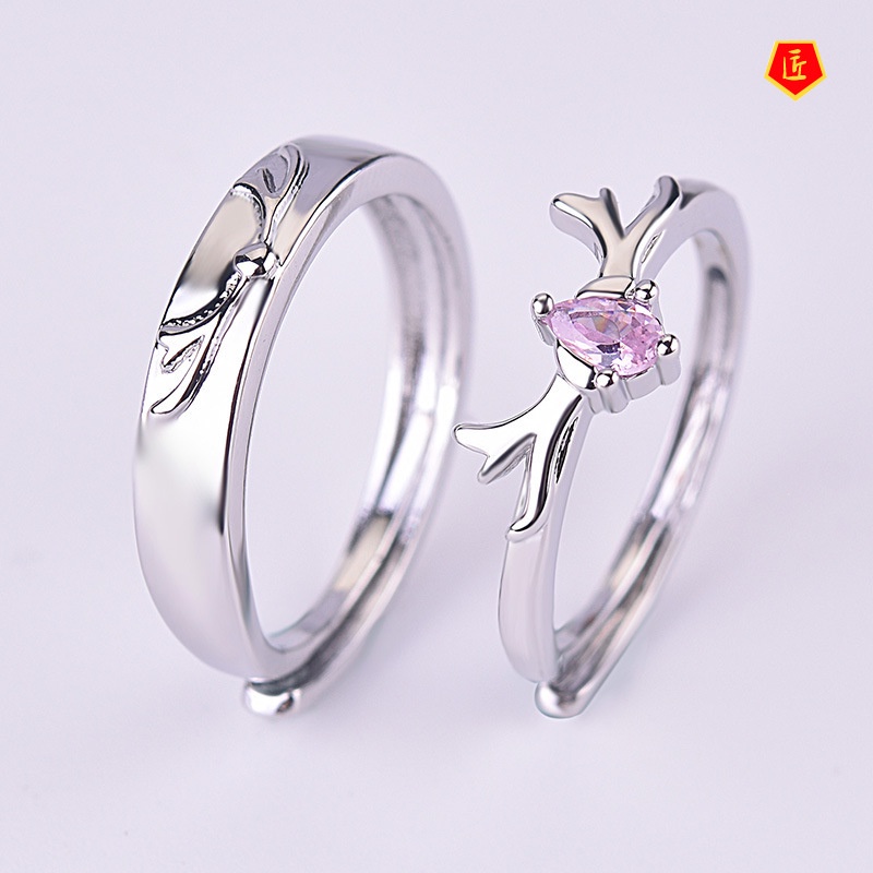 [Ready Stock]S925 Silver Fashion Simple Couple Ring Personality