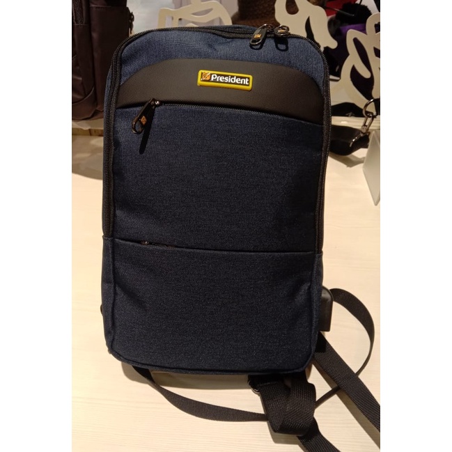 (EL.100) [BLUE] TAS SELEMPANG SLING BAG PRIA MERK PRESIDENT BY ELIZABETH