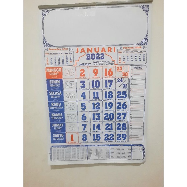 Kalender Polos 2022 /  Kalender Dinding 2022 Baru Arab Cina