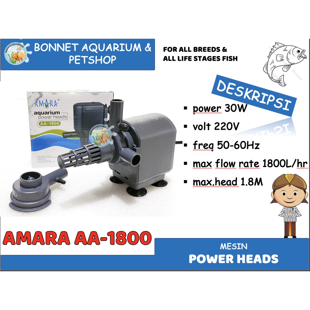AMARA AA-1800 AQUARIUM POWER HEADS POMPA CELUP AMARA AA 1800