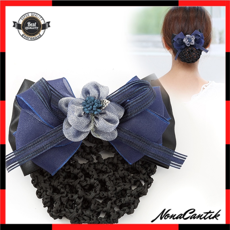 Jepit Rambut Hairnet Jepitan Pita Rambut Korea Cepol Harnet Sanggul Pramugari Otomatis Bowknot Hairnet Barrette Hair Clip