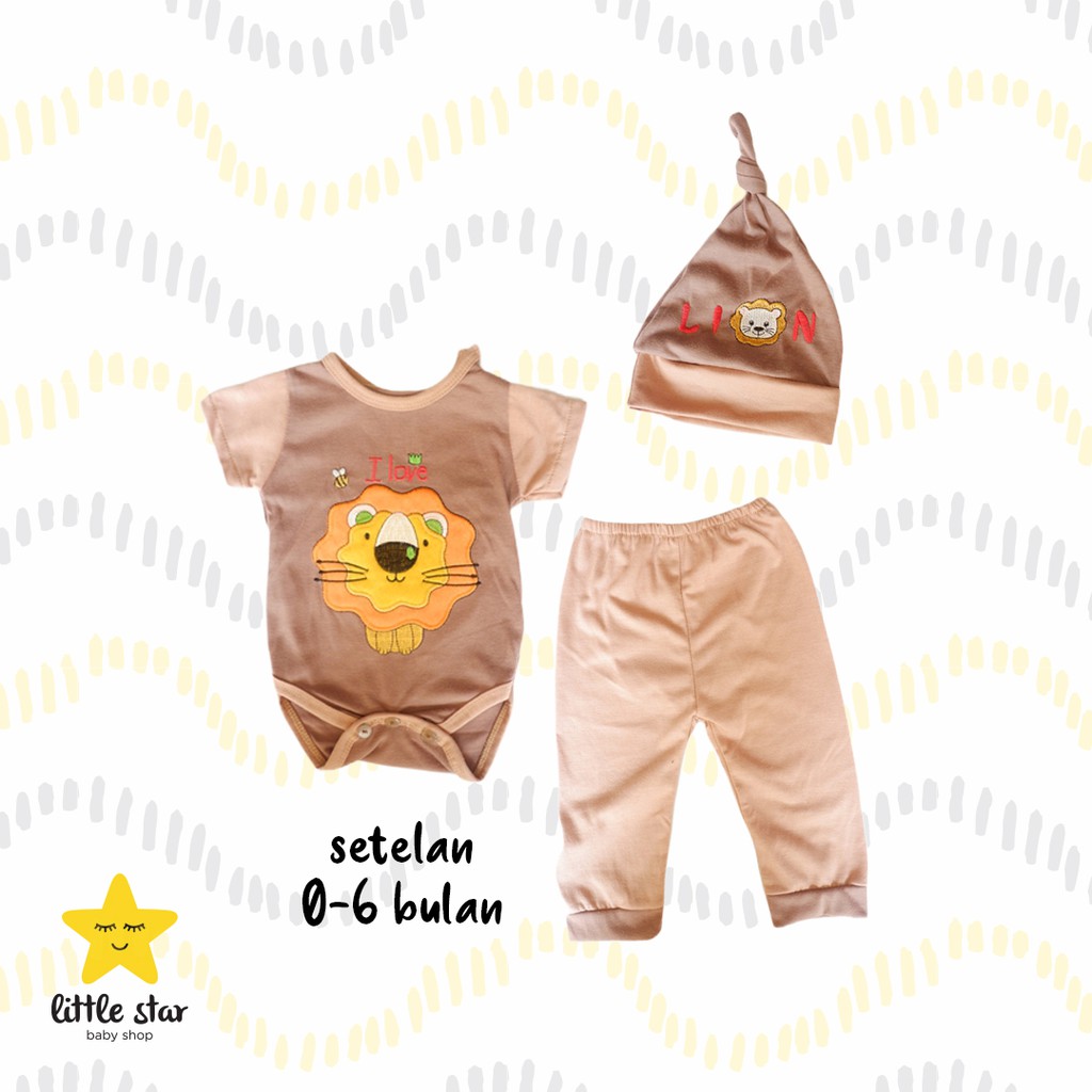 Setelan Lion Jumper Celana Topi Anak Bayi 0-6 Bulan