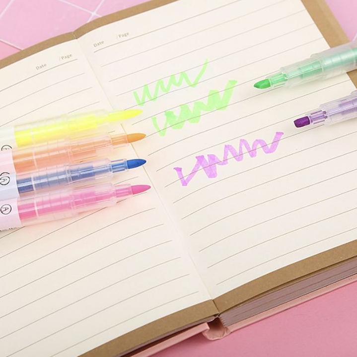 ☀INDOLAND☀ Highlighter Ujung 2 Warna Warni Pulpen Dua Sisi Double Side Highlighter S010