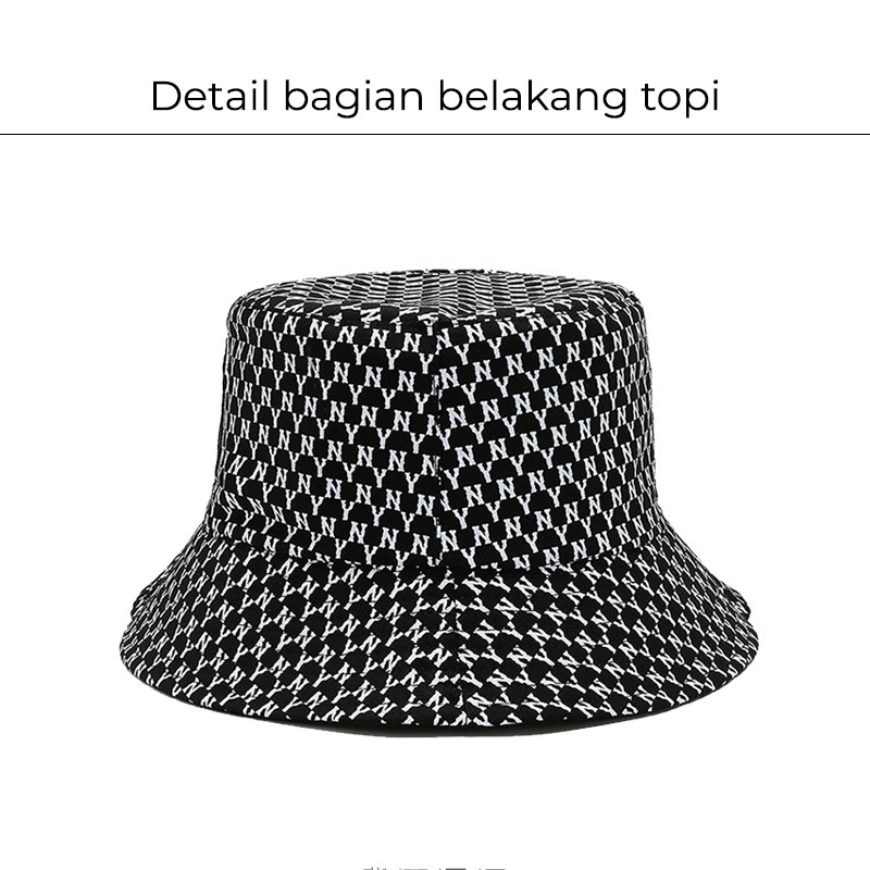 Topi Bucket Hat Pria Wanita Korea Motif NY Fashion style Kekinian Kualitas bahan Import BKAA