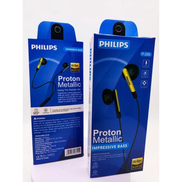 HEADSET PHILIPS QP268 IMPRESSIVE BASS PROTON METALLIC SUARA BASS BAGUS