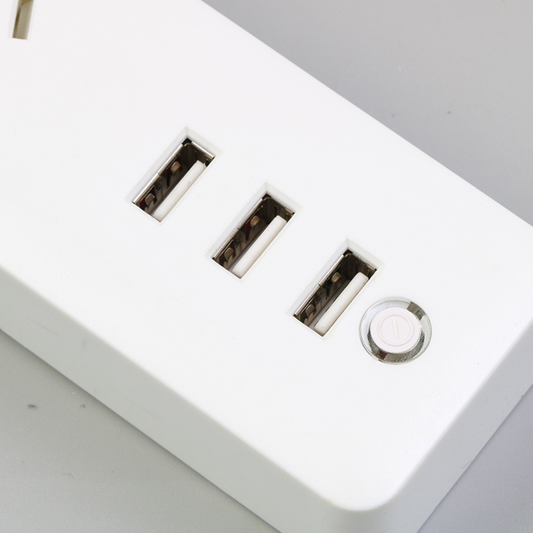 Powerstrip 3 USB Port + 3 Electric Plug dengan LED Indikator