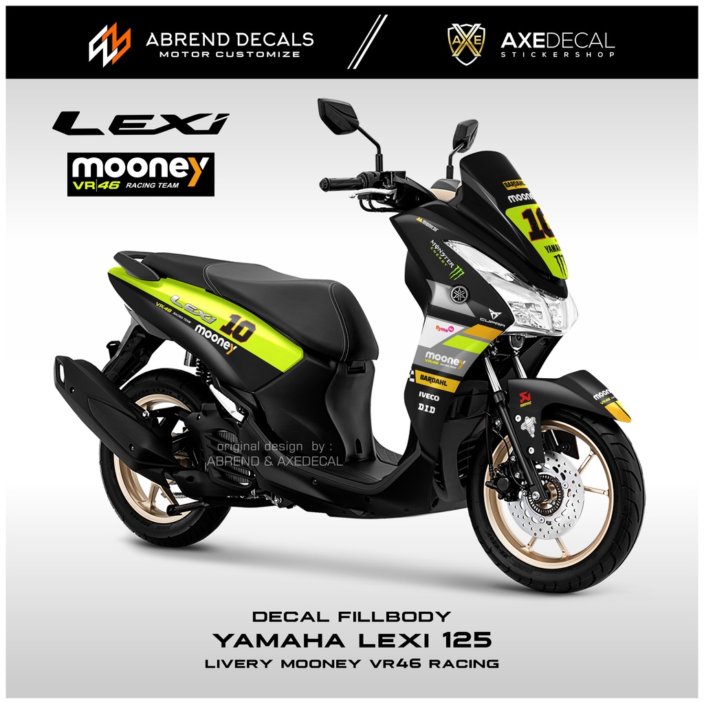 DECAL FULLBODY YAMAHA LEXI 125 LIVERY MOONRY VR46 RACING / STIKER MOTOR LEXI DESIGN CUSTOM / STOCK D