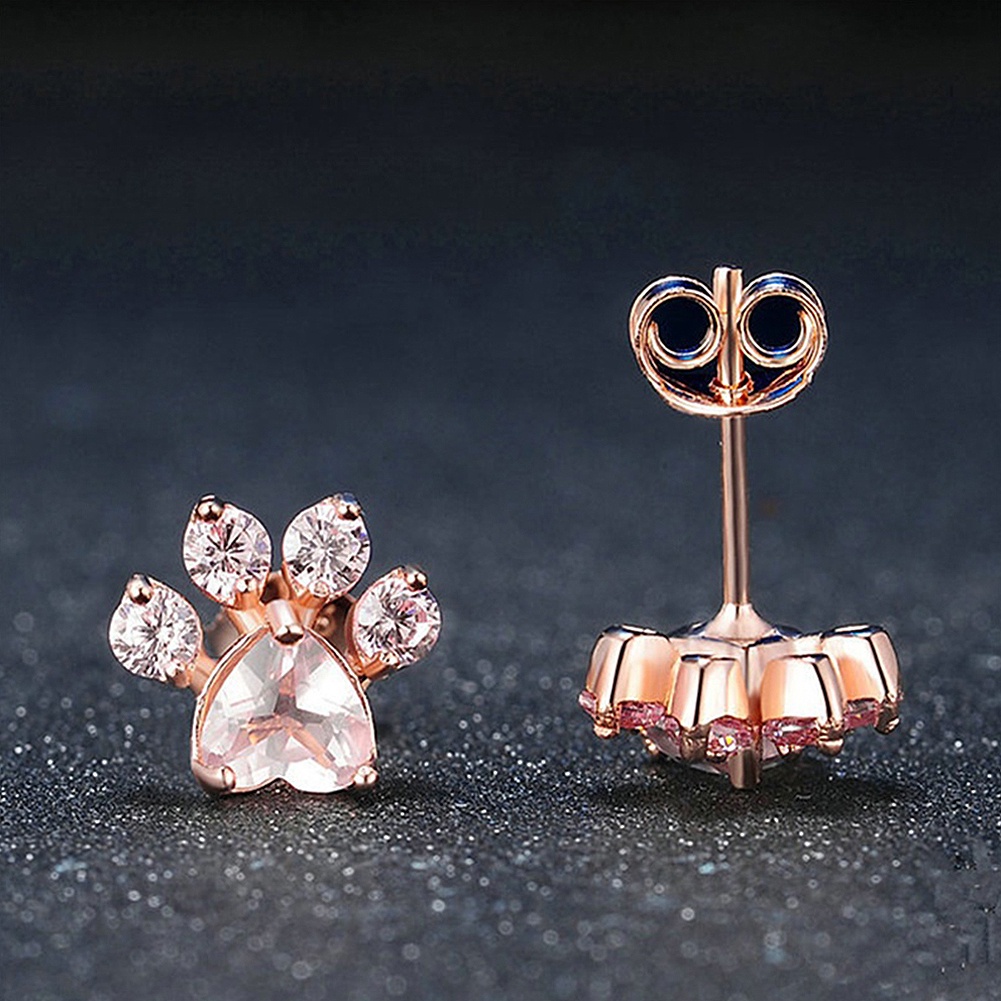 Hu Hu Hu Hu Hu Alat Bantu Pasang Kacamata♡ Cincin Model Terbuka Adjustable Desain Telapak Kaki Anjing Hias Berlian Imitasi Untuk Wanita