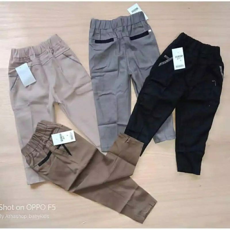 celana chino panjang anak unisex bahan katun umur 2 4 6 8 10 tahun Hitam abu mocca krem