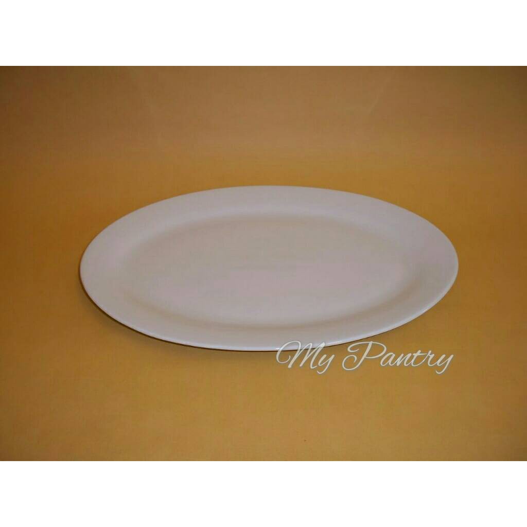 Piring Oval Keramik Putih 9 inch / Ceramic Flat Plate Oval