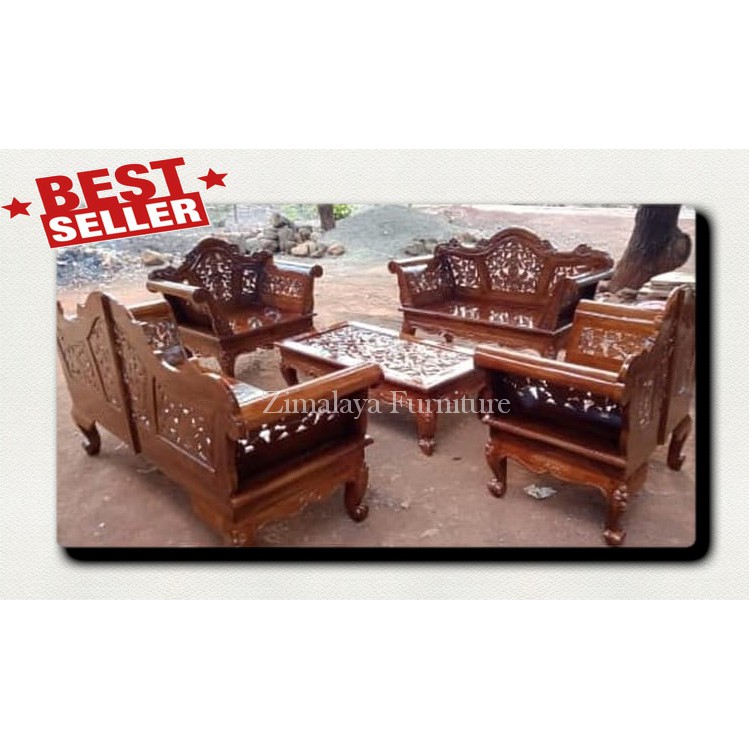 Kursi Tamu Jati Ukir Madura Kaki Garengan Mewah
