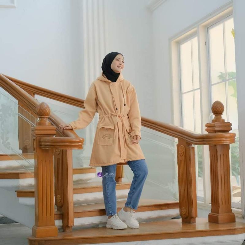 OUTER HIJAB MUSLIMAH TERBARU ORI ALIETHA JAKET HODIE WANITA MODERN MASAKINI-Coksu