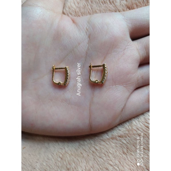 (COD)Anting Jepit Gold Perak 925 Lapis Emas Kuning 24K