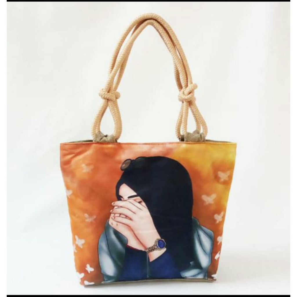 tas wanita - totebag - tas wanita tali sumbu shy orange
