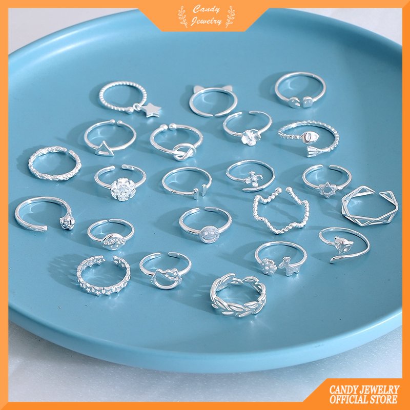 Perhiasan Cincin Wanita Model Vintage Simple Warna Permen