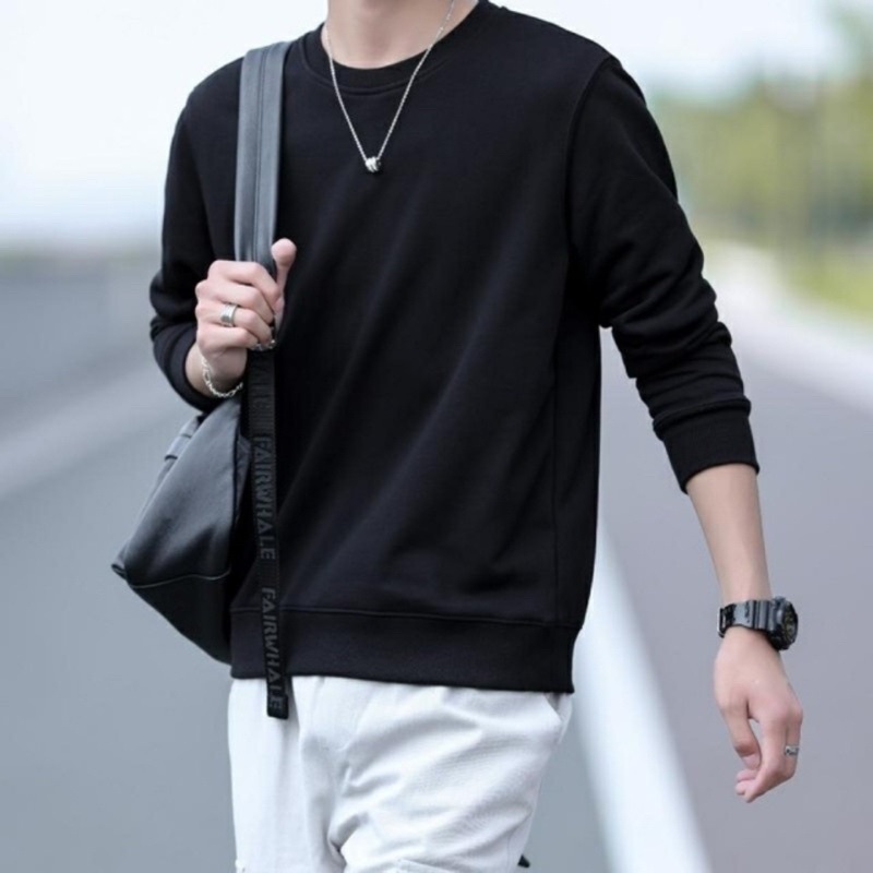 KAOS POLOS PRIA LENGAN PANJANG /KAOS STYLE KOREA /BAJU DISTRO/BAJU KEKINIAN