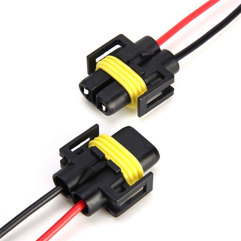 {LUCKID}2PCS H11 H8 H9 Wiring Harness female Socket Wire Connector Plug Extension Pigtail