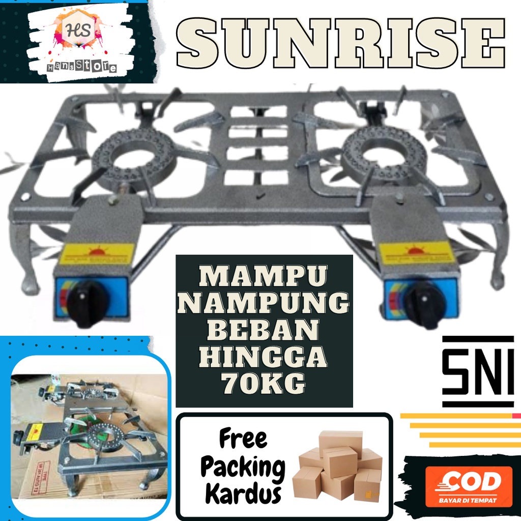 013 Kompor Cor 2 Tungku Low Pressure Sunrise SR 201 Auto T2 Peralatan Rumah Tangga SNI Tekanan Rendah kuat &amp; kokoh wos jos baja besi lgj lpg grill pan rinnai nico niko turbo quantum terbaru hock win gas murah dekorasi rumah alat masak dapur penggorenga