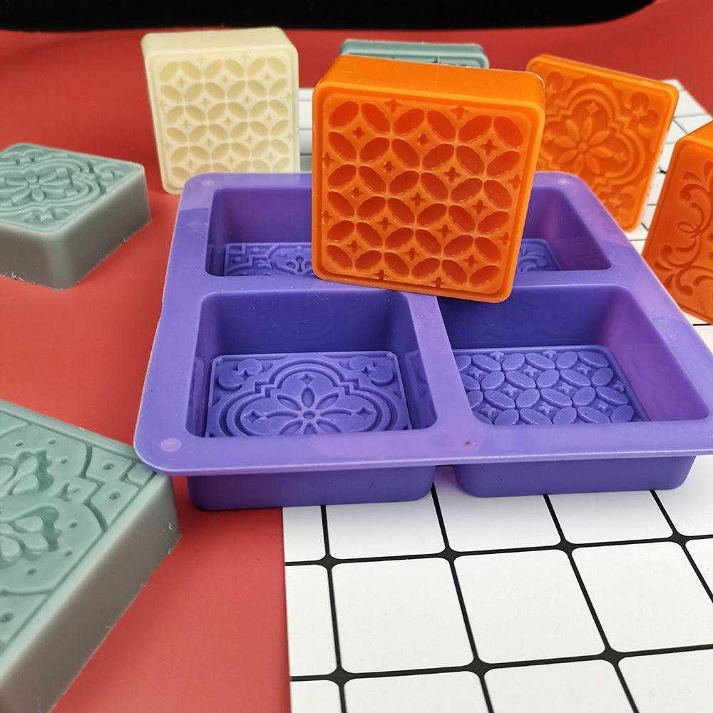 Solighter Cetakan Sabun Silikon Dekorasi Rumah Multi-Fungsi 3D DIY Craft 4rongga Handmade Soaps Supplies