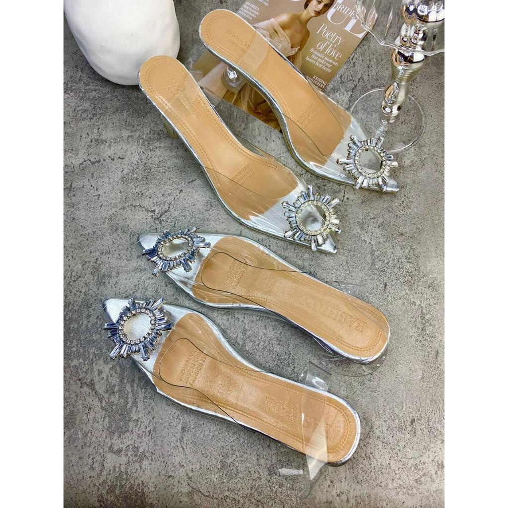 AGI0129 hak tinggi Bohemian Heels transparan kaca wanita import kekinian model terbaru cod jakarta