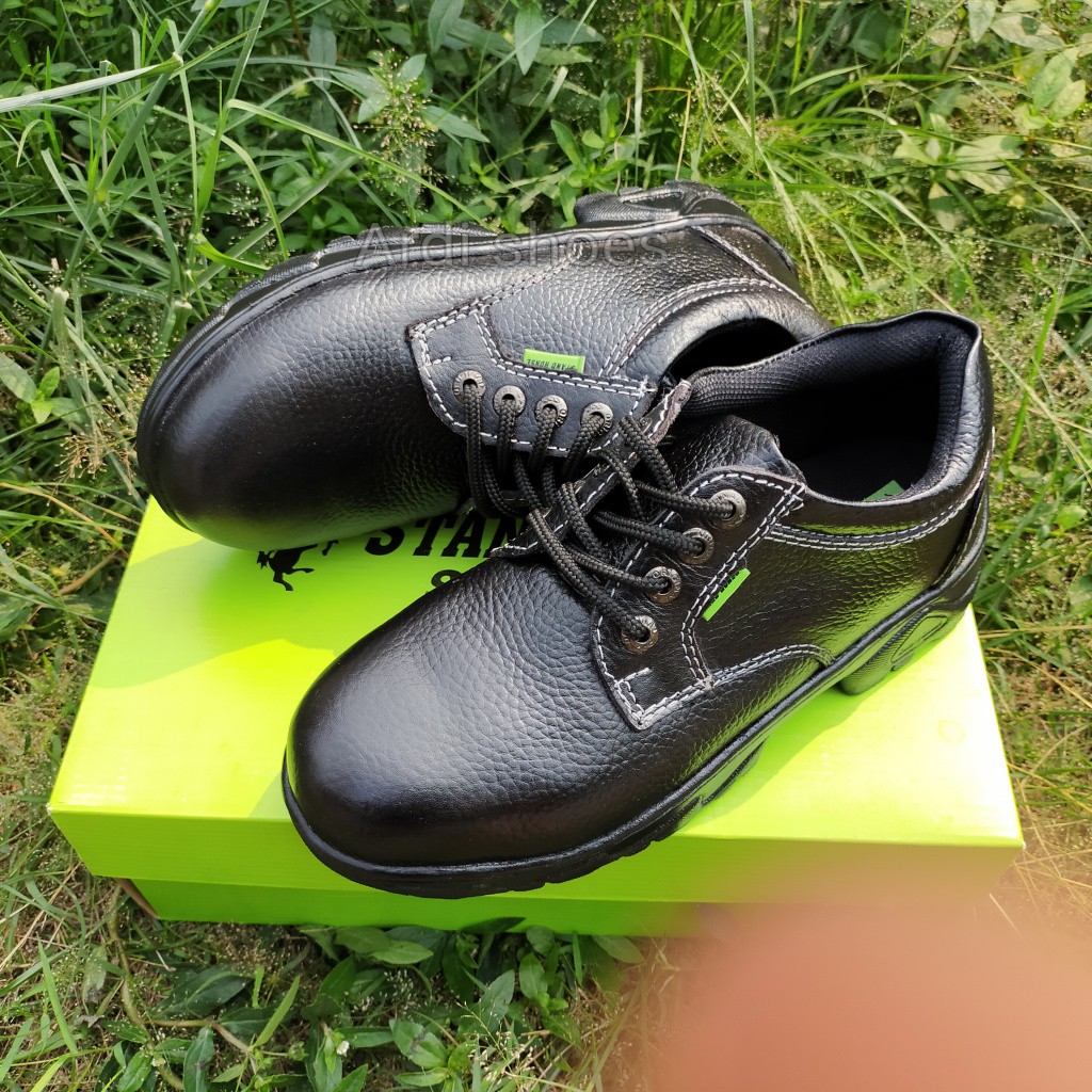 Sepatu Safety Pria Tali Kulit Asli  Septi Cowok Ujung Besi Sepatu Sefty Tali Pendek Stand horse 801