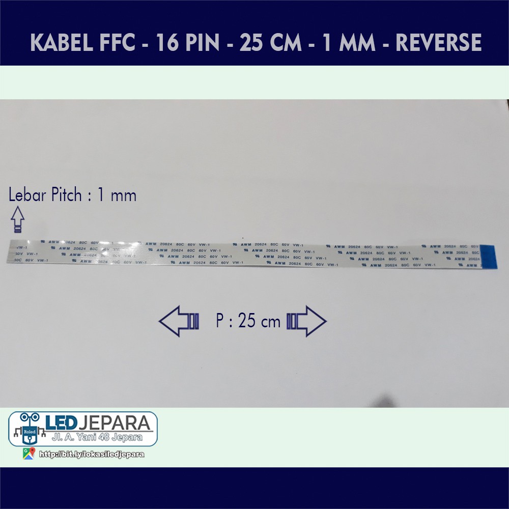 FFC Kabel Flexible 16 Pin 25 CM Terbalik