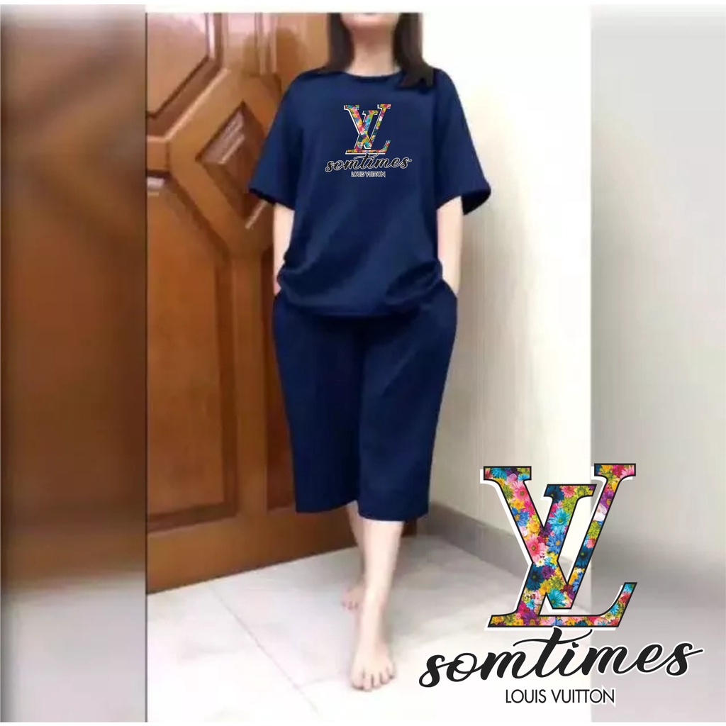 Setelan Kulot Jumbo Wanita / Set Kaos Oversize Big Size LD 120 Somtimes