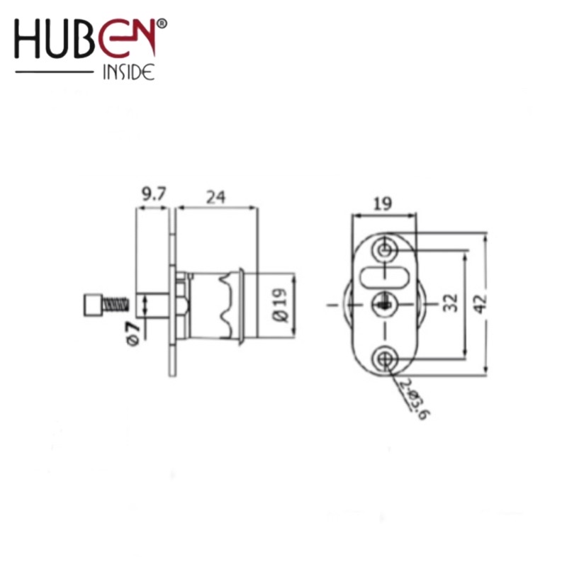 Kunci Laci Tekan / Tusuk Pintu Etalase Kaca Geser Push Lock Huben HL-105