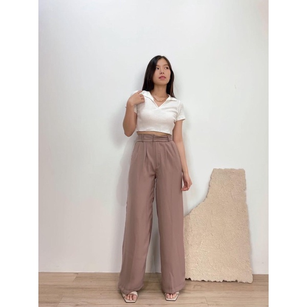 lookatmeofficial • Clara Cullote - Celana Kulot Highwaist Polyester Loose Pants