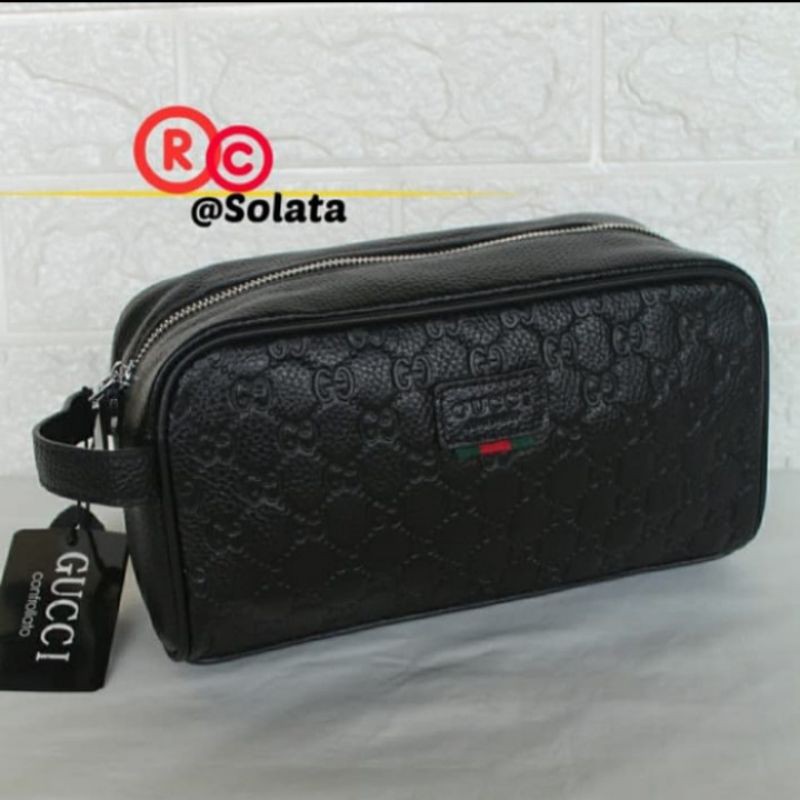 handbag gucci pria wanita - pouchbag kulit asli - tas tangan pria kulit asli