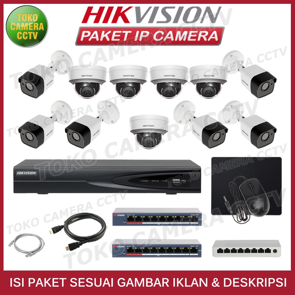 PAKET CCTV IP CAMERA HIKVISION 2MP 16 CHANNEL 11 KAMERA