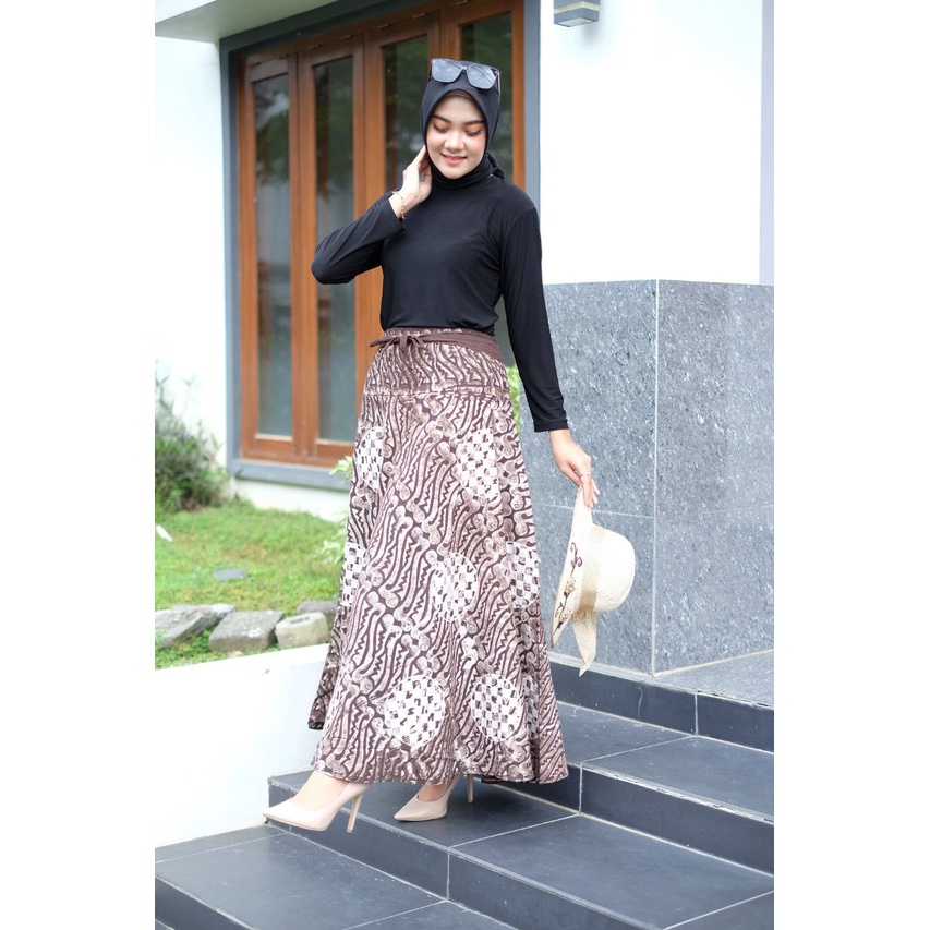 Rok Batik Payung Jumbo Panjang Lebar Dewasa Bawahan Batik Cap Premium Sogan Modern Klasik By Batik_Safira