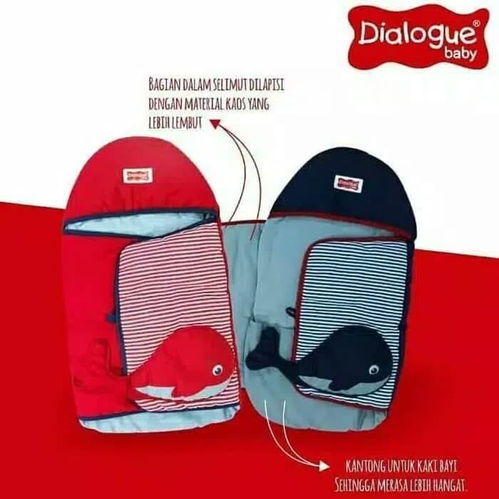 SALE 10.10  DIALOGUE - Selimut Bayi Dialogue Whales |  Series DGB 3110 - Selimut Bayi Topi