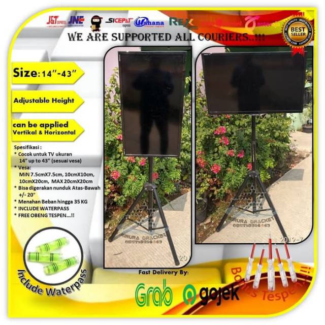 Bracket Tv LED LCD monitor Standing 14&quot;-43&quot; cocok semua merk TV