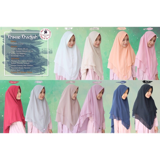 Khimar khadijah 2 layer model pinguin