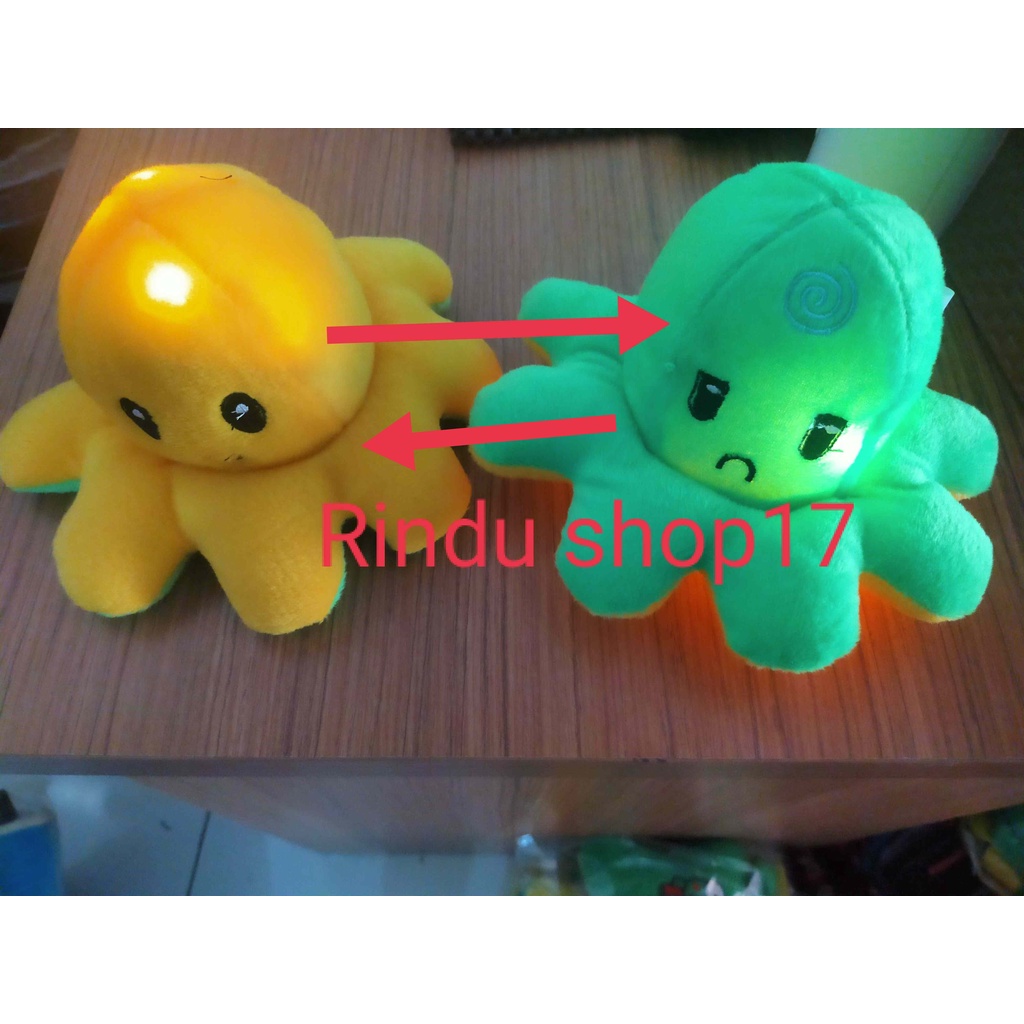 (RS)Boneka Gurita  Bolak - Balik Dua Sisi Reversible MENYALA ada lampu led nya