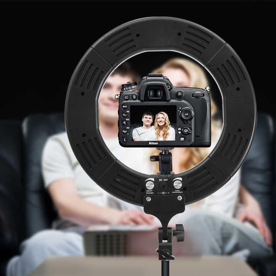 TaffSTUDIO Lampu Halo Ring Light LED Kamera DSLR Smartphone 65W 336 LED 12 Inch with Tripod - RL-18