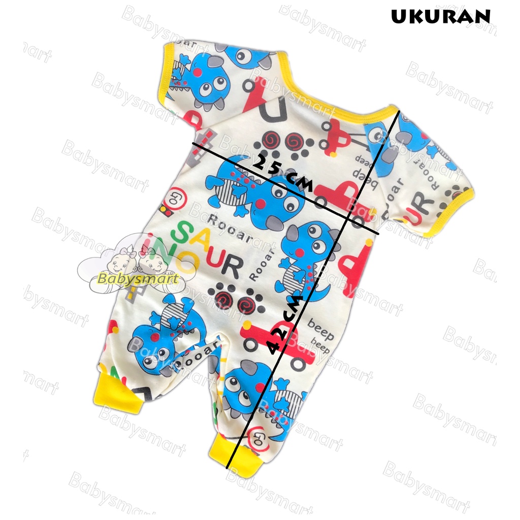 Babysmart - Baju Bayi model Jumper/Romper Lengan Pendek+Topi+Sepatu LITTLE J usia 0-6 bulan SNI 100% katun