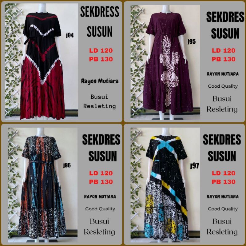 Sekdress susun jumbo rayon mutiara resleting batik cap