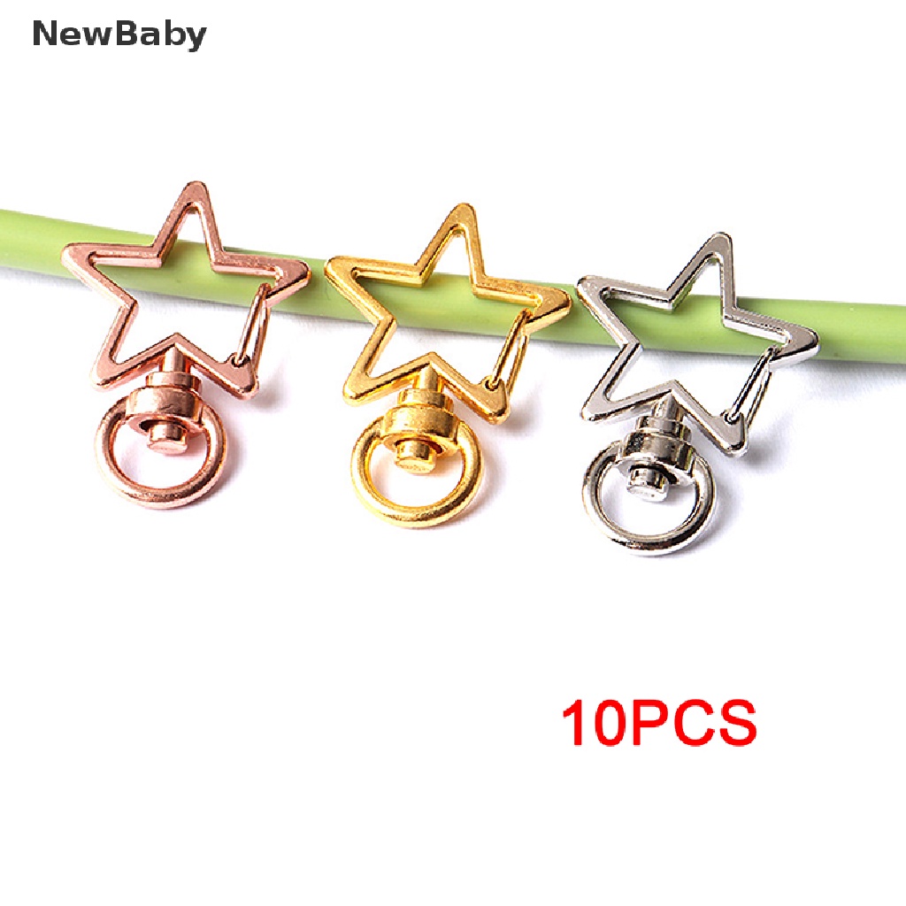 Newbaby 10pcs Gantungan Kunci Bentuk Bintang Desain Hollow DIY