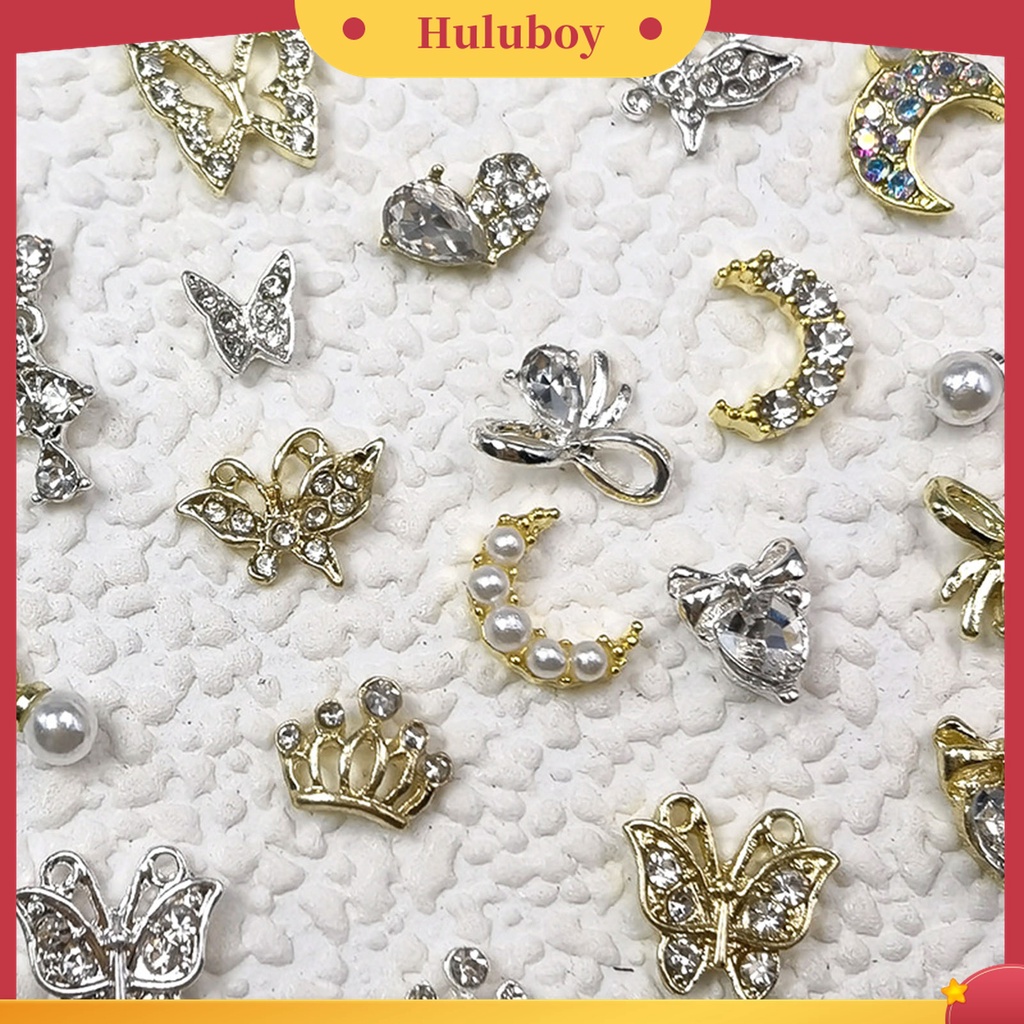 Huluboy Huluboy♡ 10pcs Charms Kuku 3D Desain Acak Untuk Salon Manicure