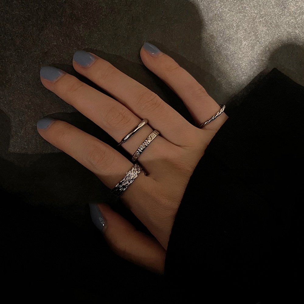 IFYOU Set Cincin Jari Bentuk Hati Salib Gaya Vintage Warna Silver Emas Untuk Wanita