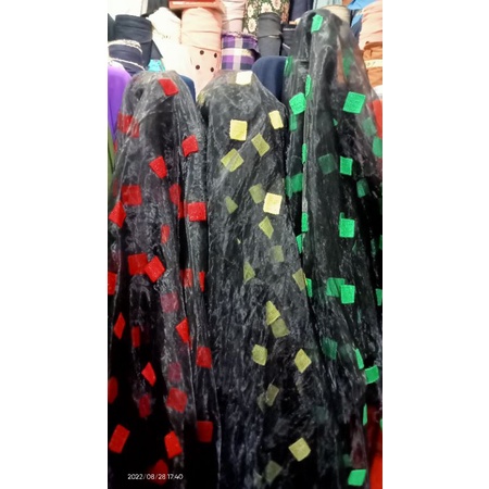 1/2 meter kain organza motif bordir kotak2/bahan organza motif bordir