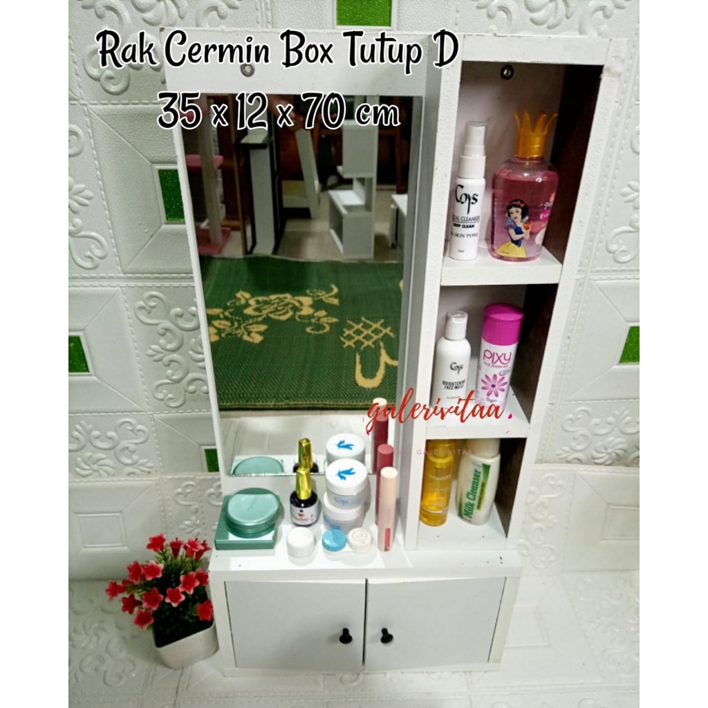 Rak Kaca Kosmetik / Rak Gantung Kosmetik / Rak Make Up Kaca Kode D