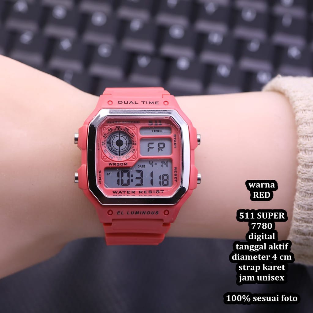 JAM TANGAN WANITA 511 DIGITAL STRAP RUBBER/ JAM TANGAN 511 LADIES WATER RESIST/ JAM TANGAN WANITA KOLEKSI TERBARU