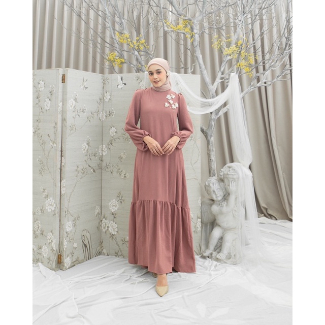 ABINAYA - Ayyara Dress / Elegant Long Maxi Formal Party Kondangan Vintage Brokat Lace Brukat Busui M