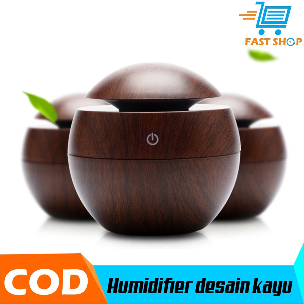 Aromatherapy Air Humidifier LED RGB Desain Kayu Lampu Tidur