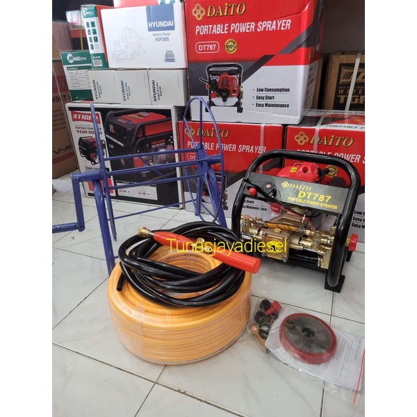 DAITO Mesin Steam Portable 2Tak - Gulungan Selang - Selang 50Meter